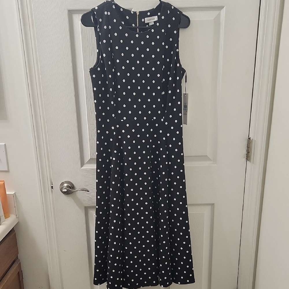 Calvin Klein Black Dress with White Dots